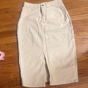 SHEIN Cream Denim Midi Skirt